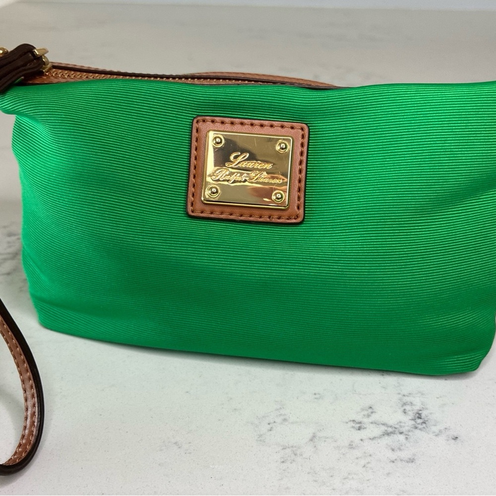 Lauren Ralph Lauren Vibrant Green Canvas Wristlet